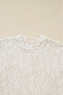 Sheer Lace Mesh Mock Neck Long Sleeve Slim Top