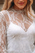 Sheer Lace Mesh Mock Neck Long Sleeve Slim Top