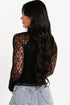 Sheer Lace Snap Henley Scalloped Hem Slim Top