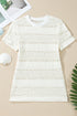 Sheer Lace Textured Patchwork Short Sleeve Top