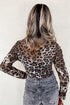 Sheer Leopard Mock Neck Mesh Long Sleeve Top