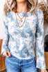 Sheer Leopard Print Round Neck Sheath Long Sleeve Top