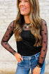 Sheer Mesh Bow Pattern Long Sleeve Layering Top