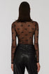 Sheer Mesh Bow Pattern Long Sleeve Layering Top