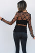Sheer Mesh Bow Pattern Long Sleeve Layering Top