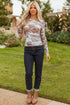 Sheer Mesh Camouflage Print Long Sleeve Top