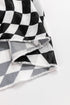 Sheer Mesh Checkered Mock Neck Long Sleeve Layering Top