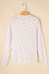 Sheer Mesh Checkered Mock Neck Long Sleeve Layering Top