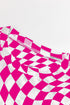 Sheer Mesh Checkered Mock Neck Long Sleeve Layering Top