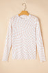 Sheer Mesh Checkered Mock Neck Long Sleeve Layering Top