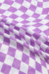 Sheer Mesh Checkered Mock Neck Short Sleeve Top