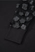 Sheer Mesh Floral Applique Long Sleeve V Neck Blouse