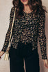 Sheer Mesh Floral Long Sleeve Button Front Cardigan