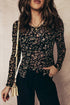 Sheer Mesh Floral Long Sleeve Button Front Cardigan