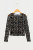 Sheer Mesh Floral Long Sleeve Button Front Cardigan