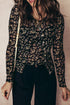 Sheer Mesh Floral Long Sleeve Button Front Cardigan
