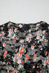 Sheer Mesh Floral Print Long Sleeve Crew Neck Top