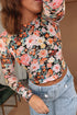 Sheer Mesh Floral Print Long Sleeve Crop Top