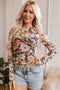 Sheer Mesh Floral Print Long Sleeve Crop Top