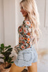 Sheer Mesh Floral Print Long Sleeve Crop Top