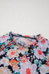 Sheer Mesh Floral Print Long Sleeve Crop Top