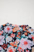 Sheer Mesh Floral Print Long Sleeve Crop Top
