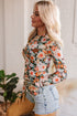 Sheer Mesh Floral Print Long Sleeve Crop Top