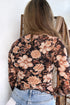 Sheer Mesh Floral Print Mock Neck Long Sleeve Top