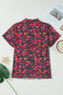 Sheer Mesh Floral Print Western Short Sleeve Top