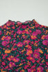 Sheer Mesh Floral Print Western Short Sleeve Top
