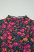 Sheer Mesh Floral Print Western Short Sleeve Top