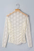 Sheer Mesh Floral Ruched Lace Long Sleeve Top