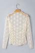 Sheer Mesh Floral Ruched Lace Long Sleeve Top