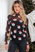 Sheer Mesh Graphic Print Fitted Long Sleeve Top