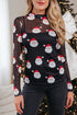 Sheer Mesh Graphic Print Fitted Long Sleeve Top