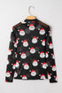 Sheer Mesh Graphic Print Fitted Long Sleeve Top