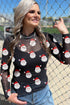 Sheer Mesh Graphic Print Fitted Long Sleeve Top