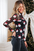 Sheer Mesh Graphic Print Fitted Long Sleeve Top