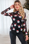 Sheer Mesh Graphic Print Fitted Long Sleeve Top