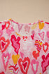 Sheer Mesh Heart Print Fitted Long Sleeve Top