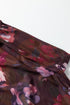 Sheer Mesh High Neck Ruched Floral Print Fitted Top