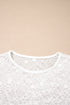 Sheer Mesh Lace Feminine Detail Long Sleeve Top
