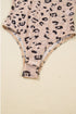 Sheer Mesh Leopard Print Mock Neck Long Sleeve Bodysuit