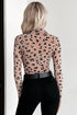 Sheer Mesh Leopard Print Mock Neck Long Sleeve Bodysuit