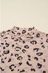 Sheer Mesh Leopard Print Mock Neck Long Sleeve Bodysuit