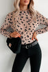 Sheer Mesh Leopard Print Mock Neck Long Sleeve Bodysuit
