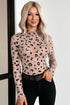 Sheer Mesh Leopard Print Mock Neck Long Sleeve Bodysuit