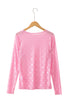 Sheer Mesh Long Sleeve Bow Pattern Top