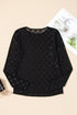 Sheer Mesh Long Sleeve Bow Pattern Top