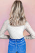 Sheer Mesh Long Sleeve Bow Pattern Top